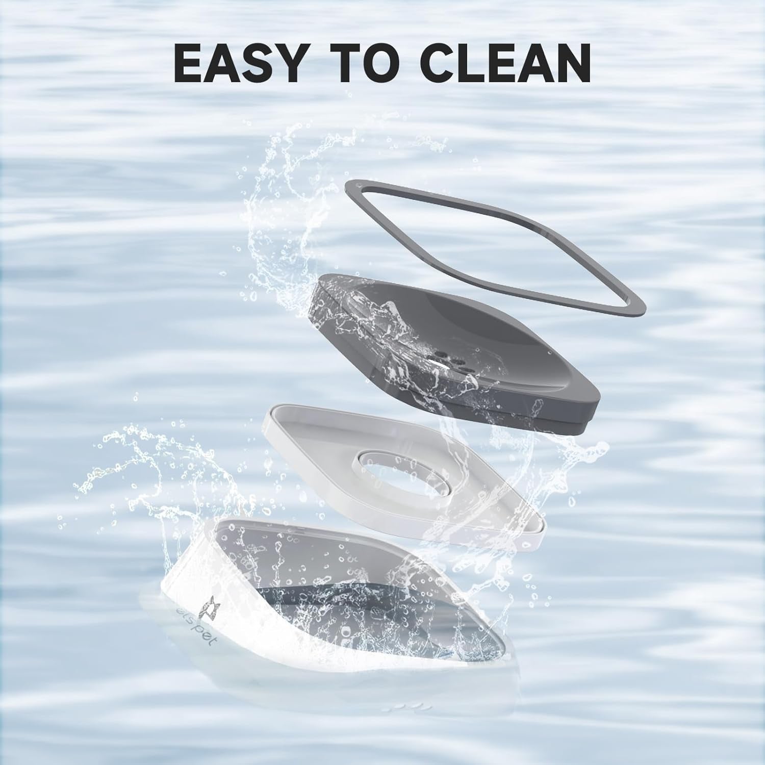 No Spill Travel Bowl & Slow Water Feeder for Dogs and Cats - 35Oz/1L (Grey)