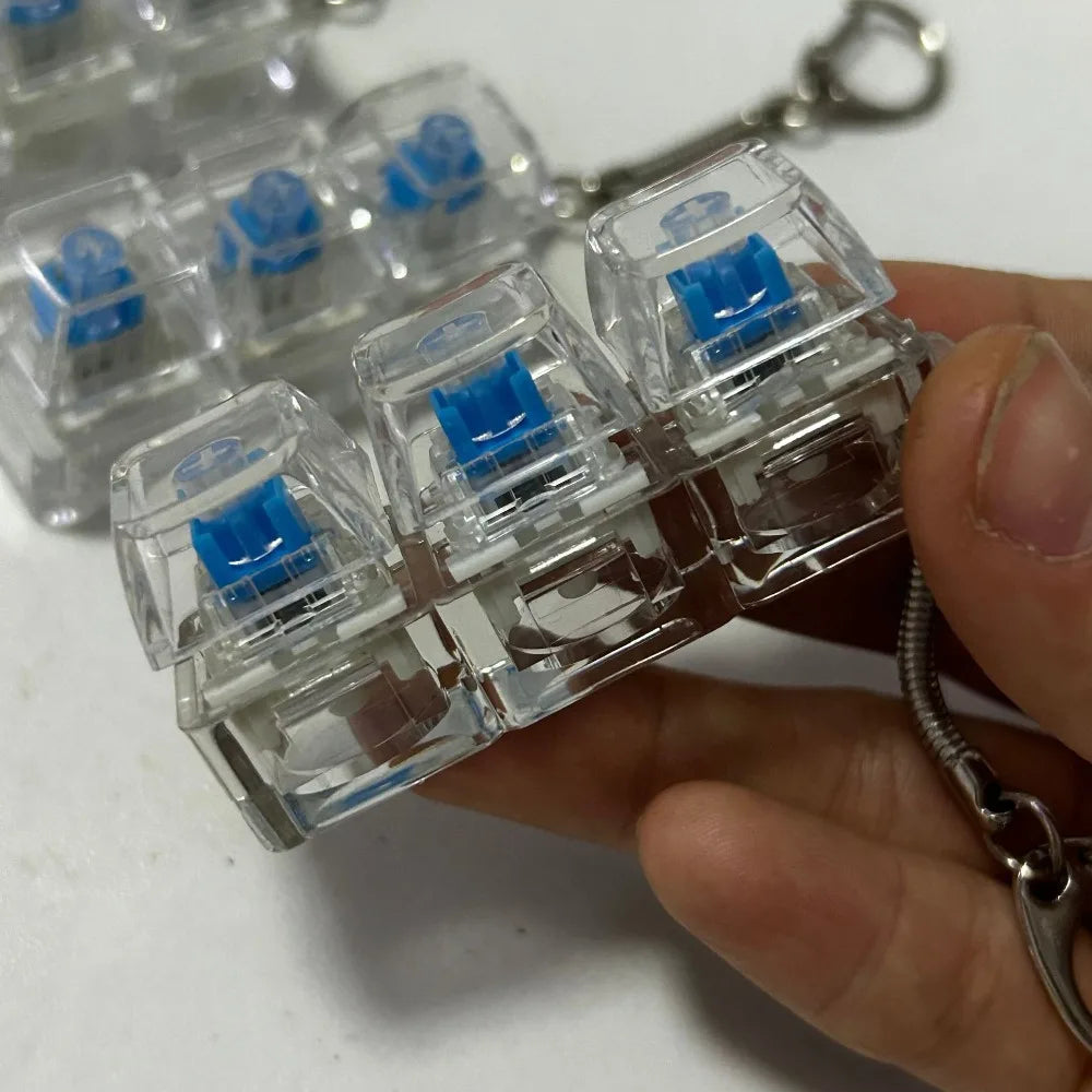 Relaxing 3/4/9 Keys Finger Keyboard Key Button Stress Relief Fidget Keychain Gadget Pass The Time Decompression Toy Adult