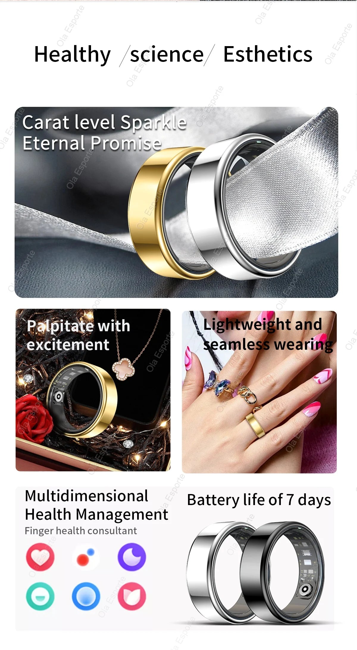 New Smart Ring Waterproof Health Monitor Smartring Take Photo Exercise Record Bluetooth Ring Birthday Gift Men Women