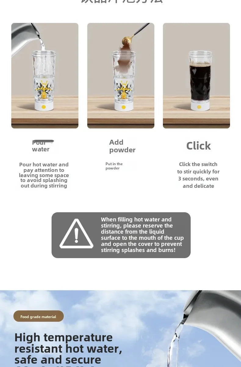 Premium Electric Protein Shaker Bottle Portable Mixer Cup USB Rechargeable Shaker Cups for Protein Shakes Sports Fitness Cup