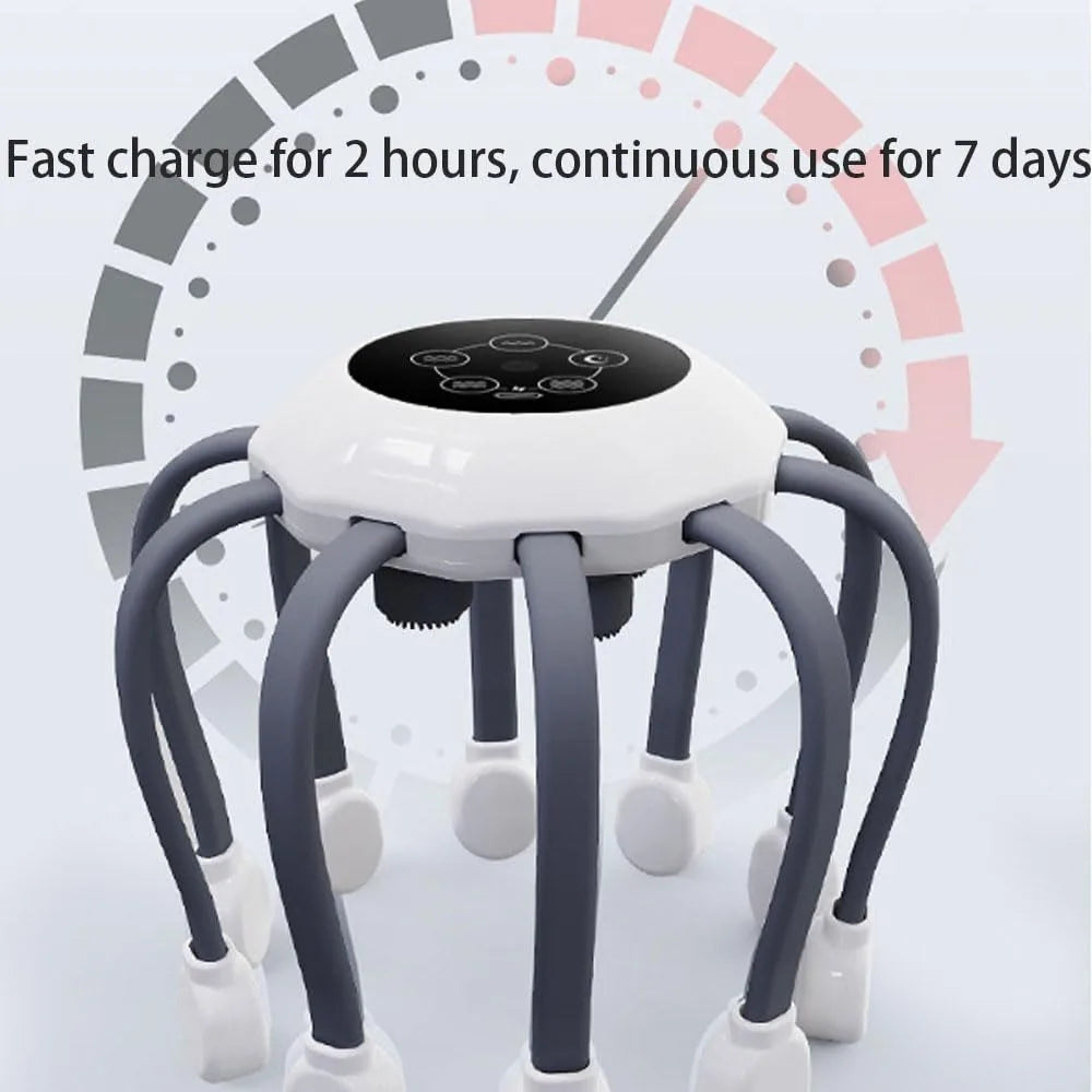 Octopus Claw Eight Claw Massager USB Charging Therapeutic Scratch Pad Electric Head Massager Hands Free Therapeutic