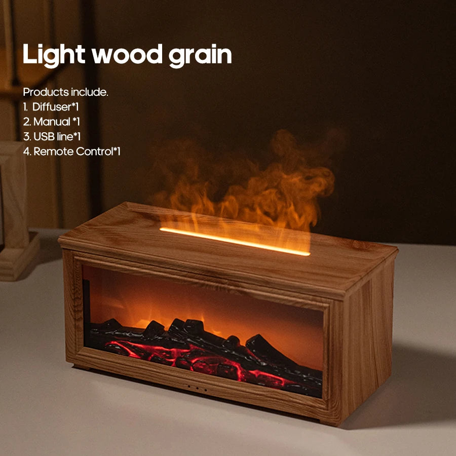 Simulated Fireplace Flames Aroma Diffuser Aromatherapy Essential Oils Ultrasonic Air Humidifier Sprayer Remote Controls
