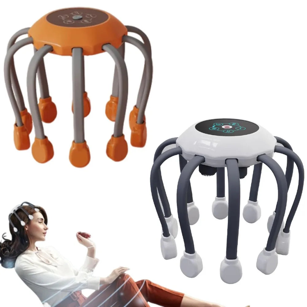 Octopus Claw Eight Claw Massager USB Charging Therapeutic Scratch Pad Electric Head Massager Hands Free Therapeutic