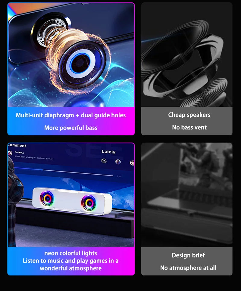 Desktop Computer Bluetooth Small Speaker Home Laptop Speaker Mini Subwoofer Wired Connection Outdoor Waterproof Loudspeaker