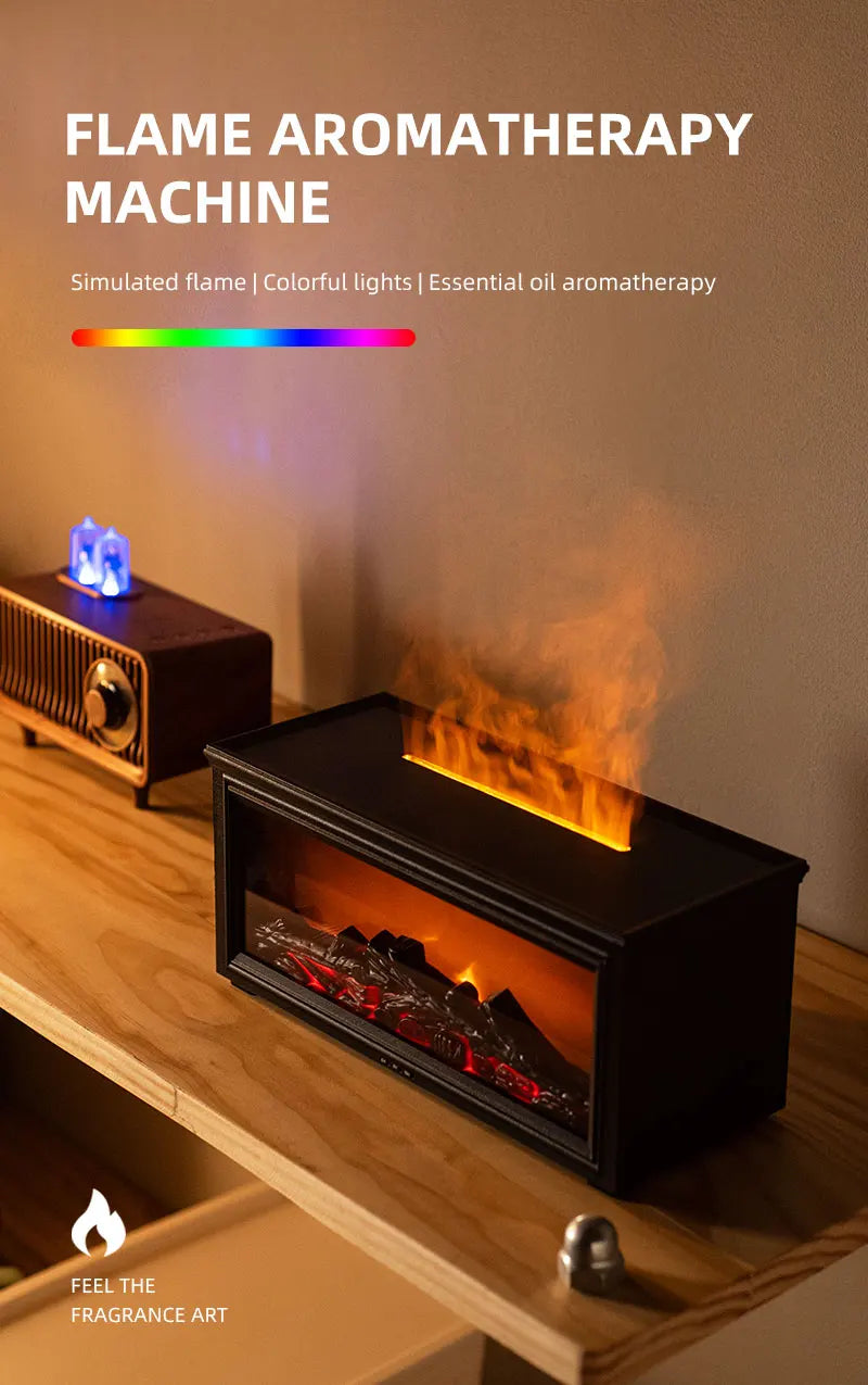 Simulated Fireplace Flames Aroma Diffuser Aromatherapy Essential Oils Ultrasonic Air Humidifier Sprayer Remote Controls