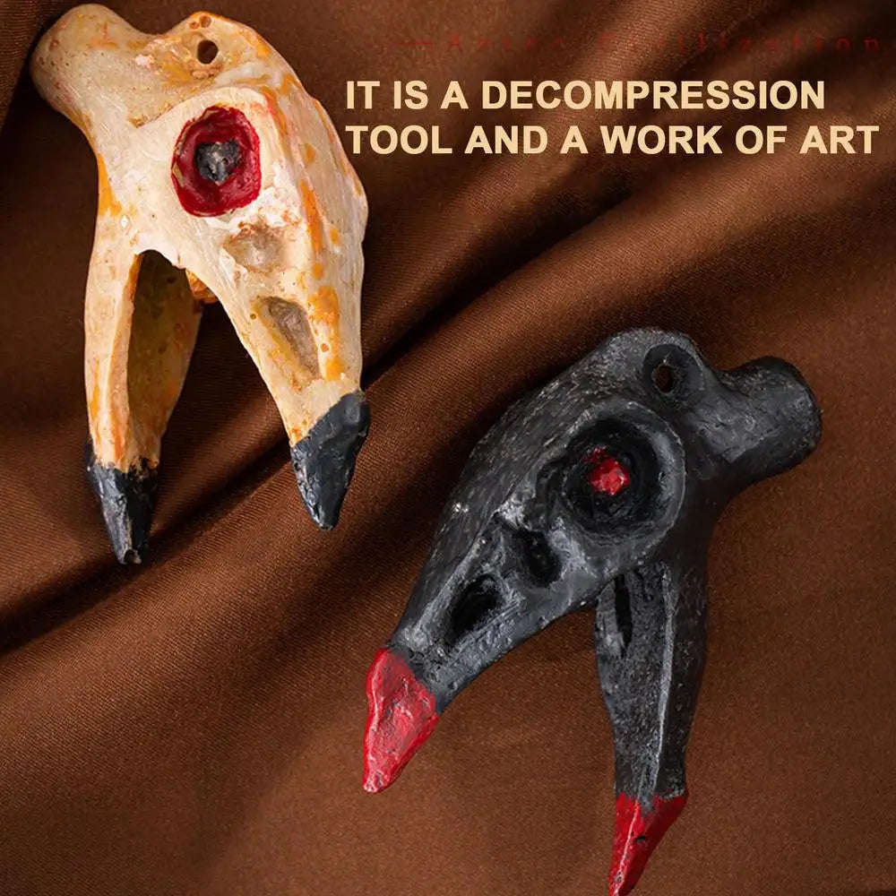 Halloween Aztec Death Whistle Crow's Mouth Shaped Death Whistle Creepy Skull Screaming Aztec War Whistles Human Scream Whistles