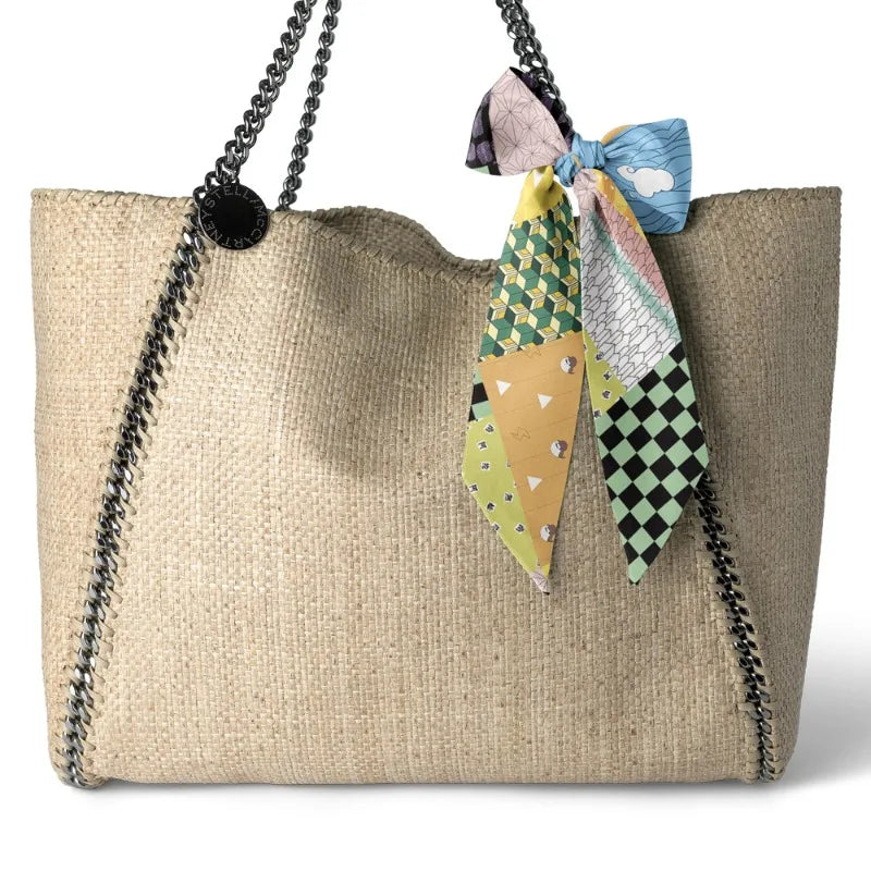 100cm Demon Slayer Narrow Long Scarf for Women Solid Color Anime Silk Tie Creative Fashion Ribbon Headbands Bandann Accessories