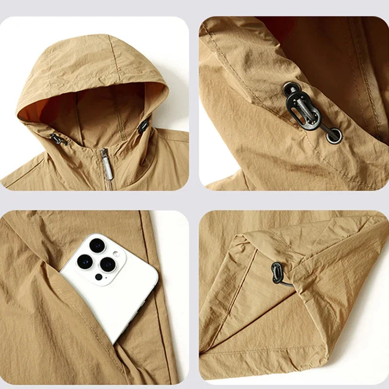 UPF 50+ Summer Unisex Hiking Jacket Men Waterproof Quick Dry Camping Windbreaker Trekking Fishing Rain Outdoor Anti UV Clothes