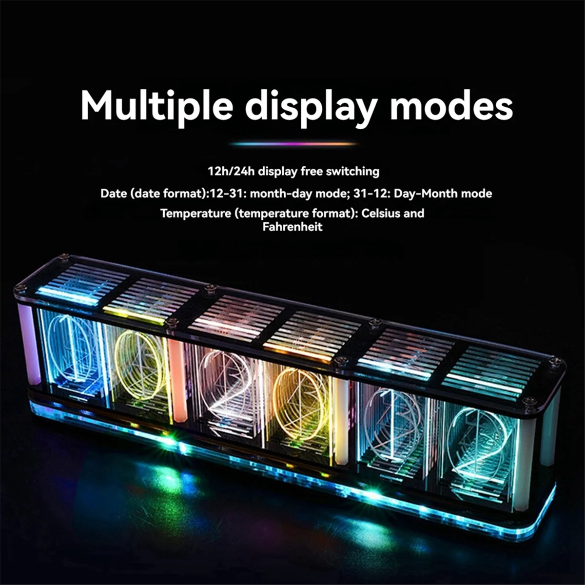 Digital LED Alarm Clock Kit Large Font 6-Digit Electronic Clock Bulk Music Spectrum Module DIY Featuring Voice