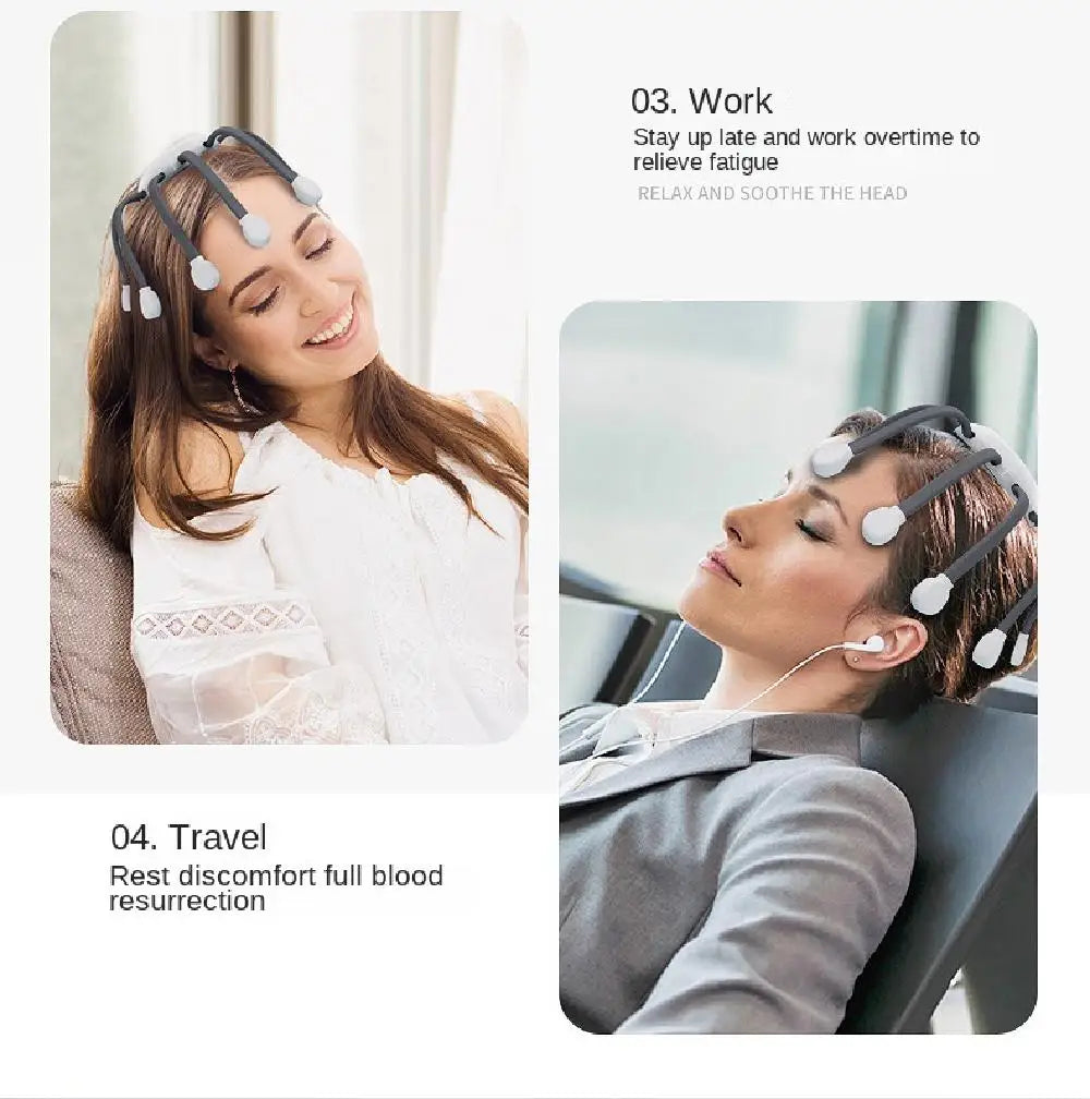 Octopus Claw Eight Claw Massager USB Charging Therapeutic Scratch Pad Electric Head Massager Hands Free Therapeutic