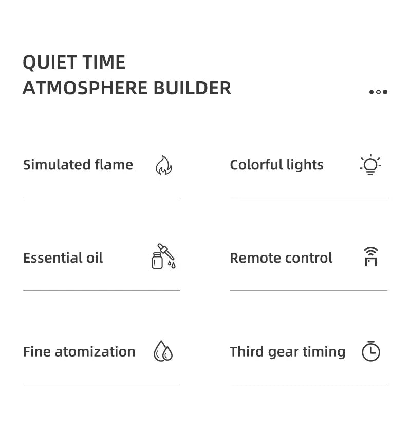 Simulated Fireplace Flames Aroma Diffuser Aromatherapy Essential Oils Ultrasonic Air Humidifier Sprayer Remote Controls