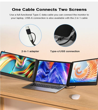 OEM ODM 14 Inch Portable Dual & Triple Screen Monitor Laptop Screen Extension with IPS & TFT Panel Type