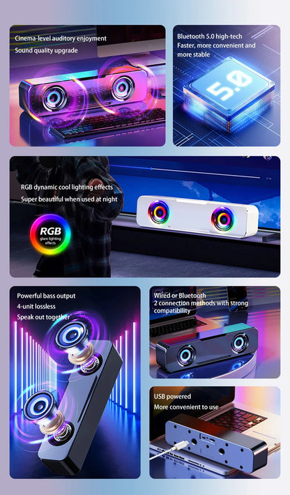 Desktop Computer Bluetooth Small Speaker Home Laptop Speaker Mini Subwoofer Wired Connection Outdoor Waterproof Loudspeaker