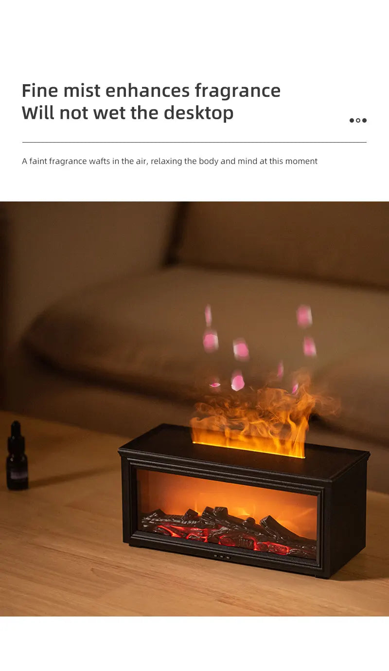 Simulated Fireplace Flames Aroma Diffuser Aromatherapy Essential Oils Ultrasonic Air Humidifier Sprayer Remote Controls