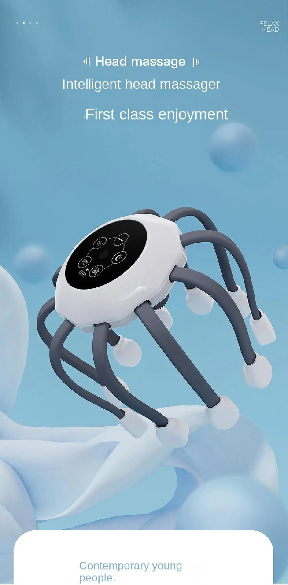 Octopus Claw Eight Claw Massager USB Charging Therapeutic Scratch Pad Electric Head Massager Hands Free Therapeutic