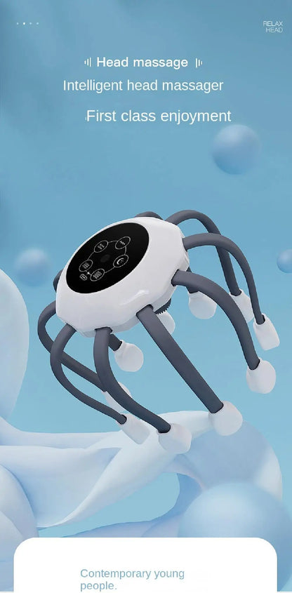Octopus Claw Eight Claw Massager USB Charging Therapeutic Scratch Pad Electric Head Massager Hands Free Therapeutic