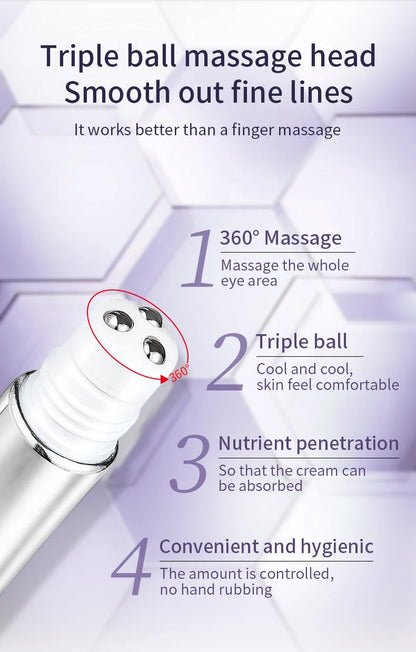 O'CHEAL Anti Wrinkle Anti Dark Circle Eye Cream Roller Massager Moisturizing Eye Bags Anti Aging Hyaluronic Acid Eye Skin Care