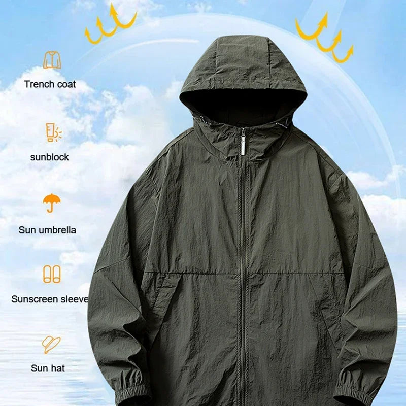 UPF 50+ Summer Unisex Hiking Jacket Men Waterproof Quick Dry Camping Windbreaker Trekking Fishing Rain Outdoor Anti UV Clothes