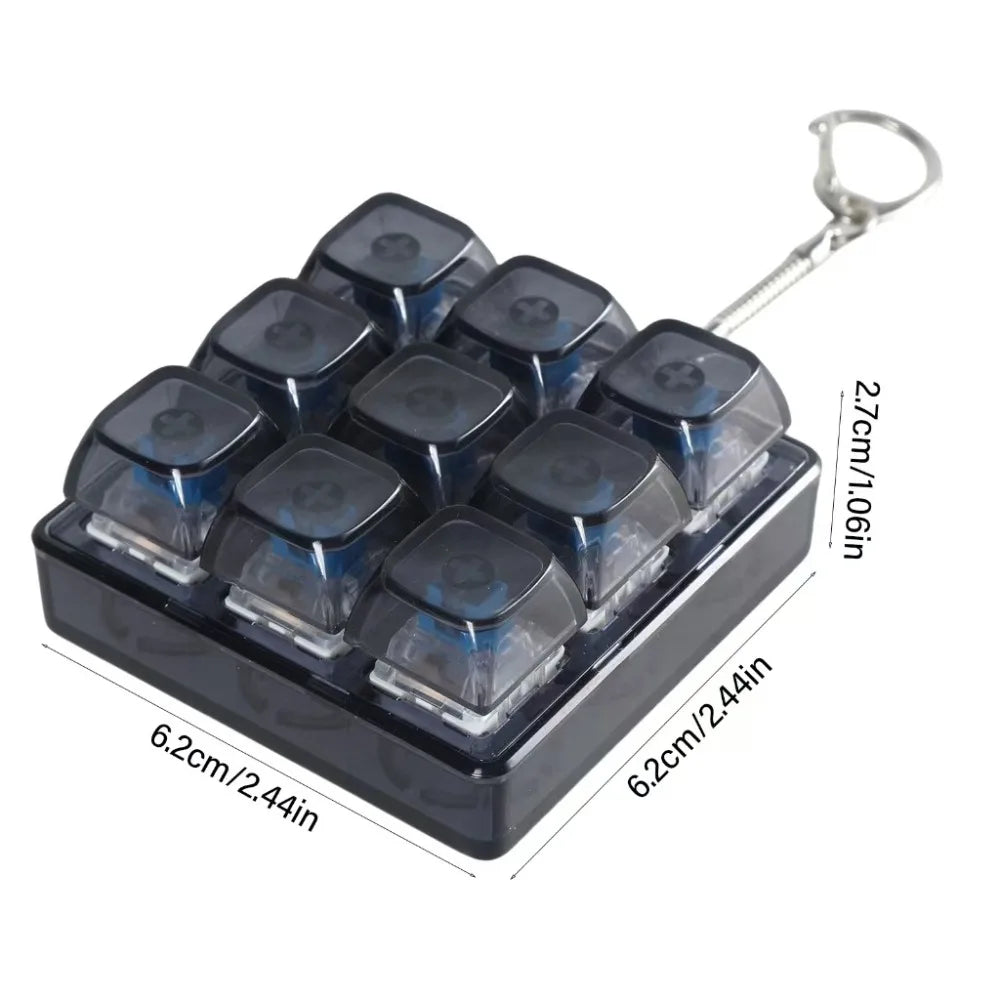 Relaxing 3/4/9 Keys Finger Keyboard Key Button Stress Relief Fidget Keychain Gadget Pass The Time Decompression Toy Adult