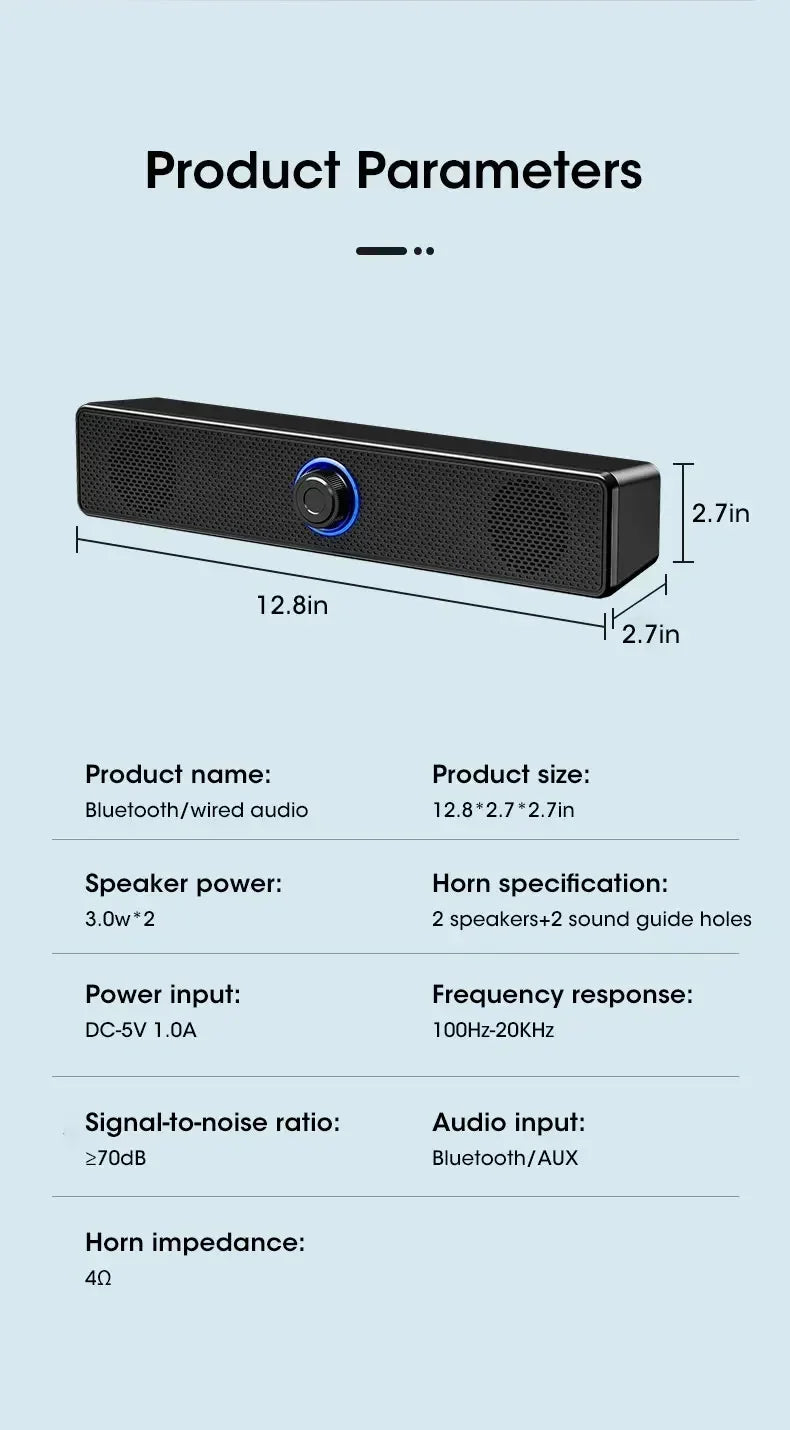 Bluetooth 4D Surround Speaker Home Theater Sound System Computer Soundbar TV Subwoofer Wired Stereo Strong Bass for Home Party