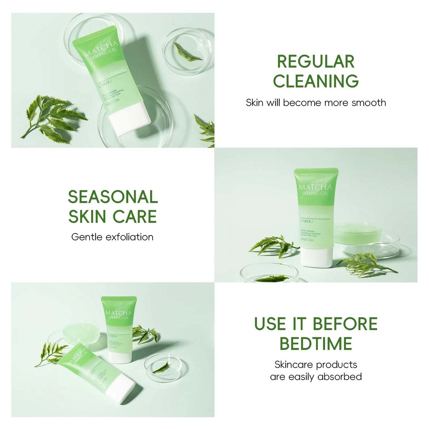 LAIKOU Matcha Exfoliating Exfoliate Peeling Gel Facial Scrub Moisturise  Nourishing Repair Scrubs Face Cream Skin Care