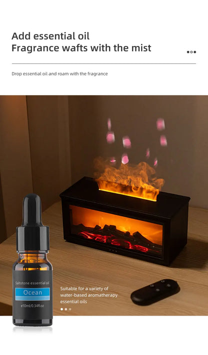 Simulated Fireplace Flames Aroma Diffuser Aromatherapy Essential Oils Ultrasonic Air Humidifier Sprayer Remote Controls