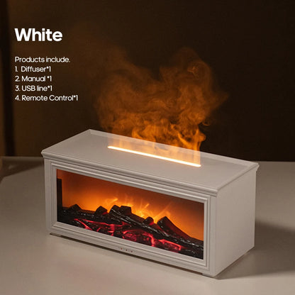 Simulated Fireplace Flames Aroma Diffuser Aromatherapy Essential Oils Ultrasonic Air Humidifier Sprayer Remote Controls