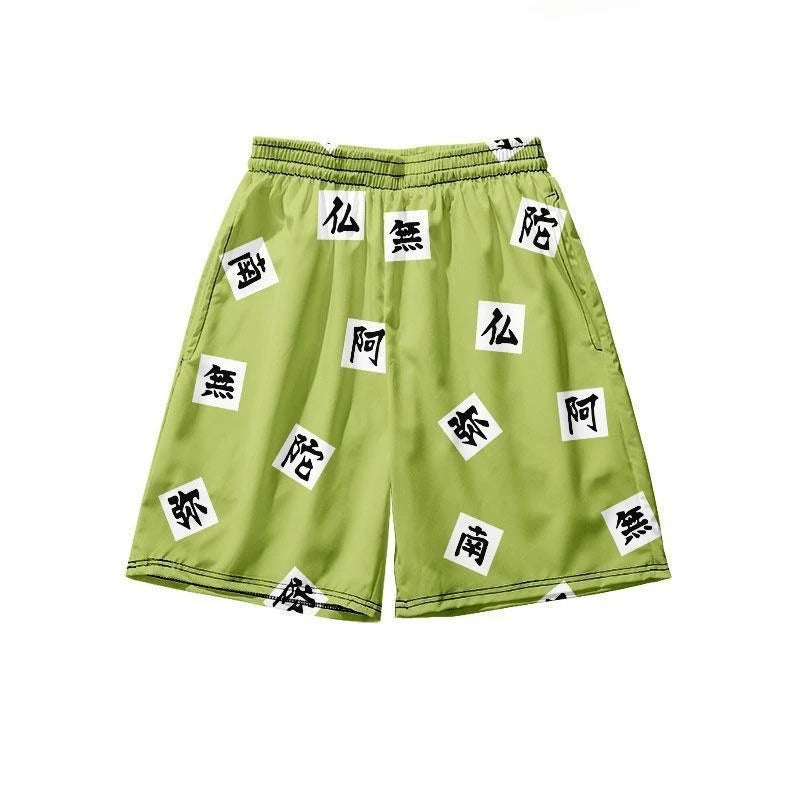 New Demon Slayer Blade Kochou Shinobu Boys Summer Fashion Cartoon Creative Anime Design Casual Breathable Quick Dry Beach Shorts