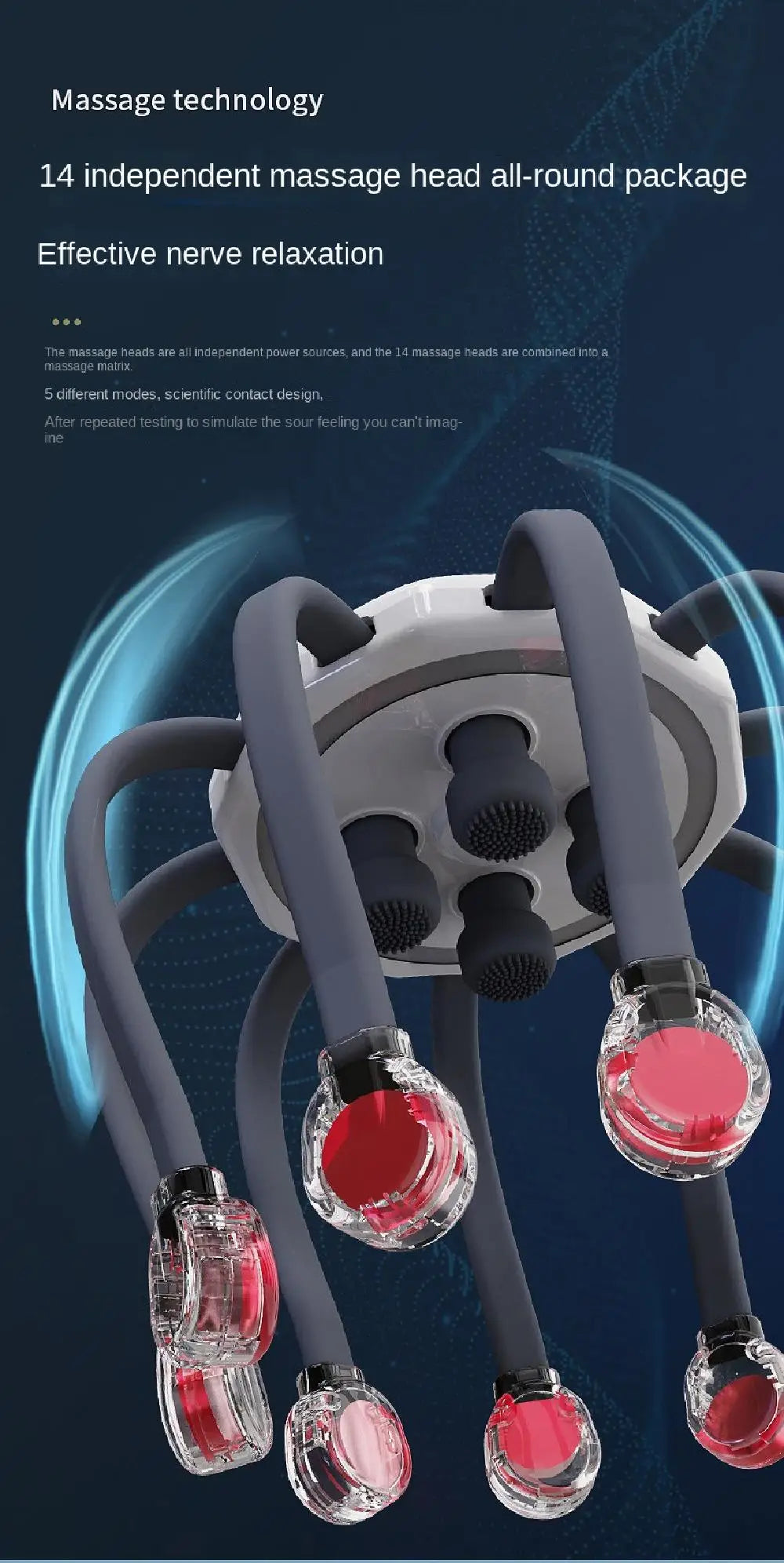 Octopus Claw Eight Claw Massager USB Charging Therapeutic Scratch Pad Electric Head Massager Hands Free Therapeutic