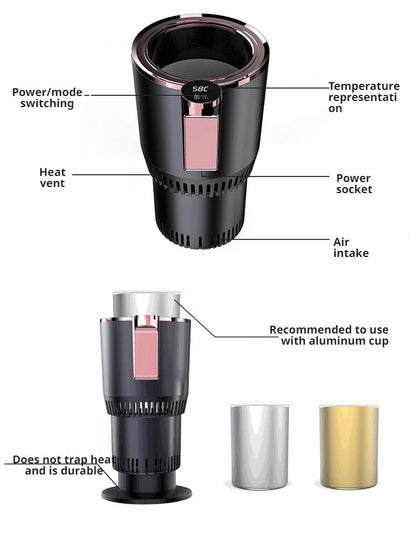 Car-Mounted Hot Cold Cup Smart Quick-Cooling Cup Warming Cup Two-In-One Car-Mounted Heating Cooling Cup Portable Cup Holder