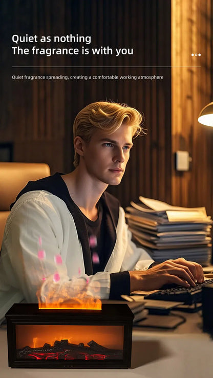 Simulated Fireplace Flames Aroma Diffuser Aromatherapy Essential Oils Ultrasonic Air Humidifier Sprayer Remote Controls