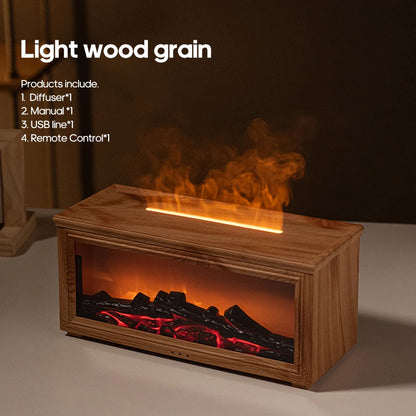 Simulated Fireplace Flames Aroma Diffuser Aromatherapy Essential Oils Ultrasonic Air Humidifier Sprayer Remote Controls