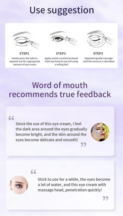 O'CHEAL Anti Wrinkle Anti Dark Circle Eye Cream Roller Massager Moisturizing Eye Bags Anti Aging Hyaluronic Acid Eye Skin Care