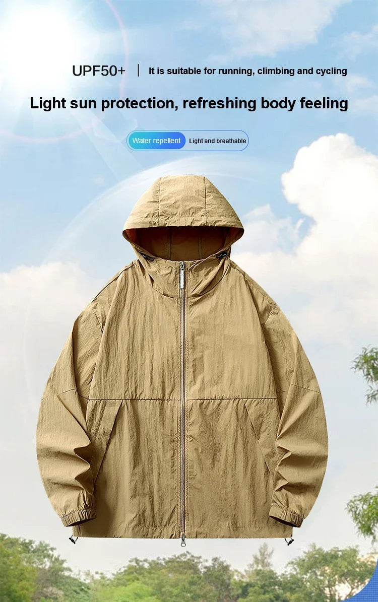 UPF 50+ Summer Unisex Hiking Jacket Men Waterproof Quick Dry Camping Windbreaker Trekking Fishing Rain Outdoor Anti UV Clothes