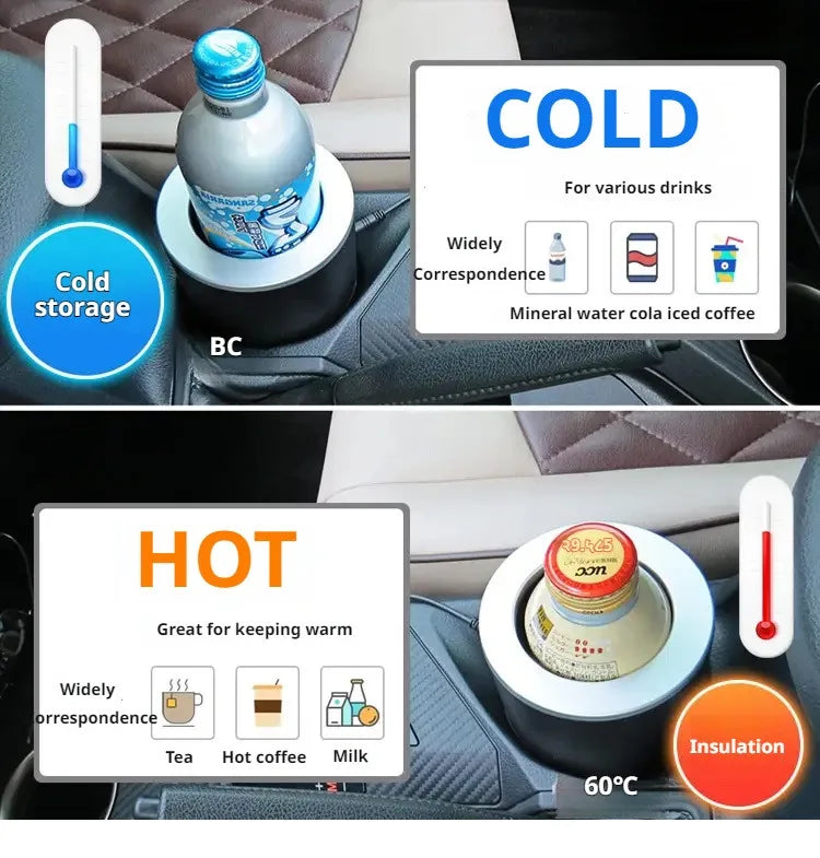 Car-Mounted Hot Cold Cup Smart Quick-Cooling Cup Warming Cup Two-In-One Car-Mounted Heating Cooling Cup Portable Cup Holder