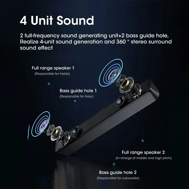 Bluetooth 4D Surround Speaker Home Theater Sound System Computer Soundbar TV Subwoofer Wired Stereo Strong Bass for Home Party