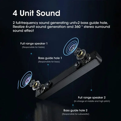 Bluetooth 4D Surround Speaker Home Theater Sound System Computer Soundbar TV Subwoofer Wired Stereo Strong Bass for Home Party