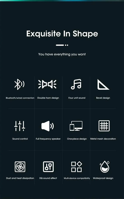 Bluetooth 4D Surround Speaker Home Theater Sound System Computer Soundbar TV Subwoofer Wired Stereo Strong Bass for Home Party