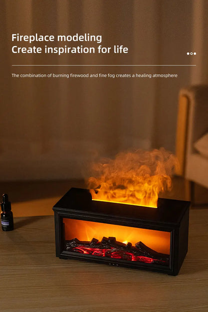 Simulated Fireplace Flames Aroma Diffuser Aromatherapy Essential Oils Ultrasonic Air Humidifier Sprayer Remote Controls