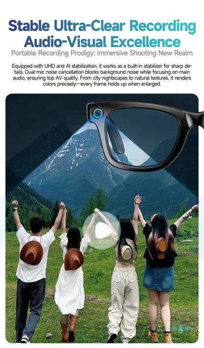 2025 AI Smart Glasses with 8MP Camera Video Recording 100+ Languages Translation Sunglasses Bluetooth Call Music Play Men Women
