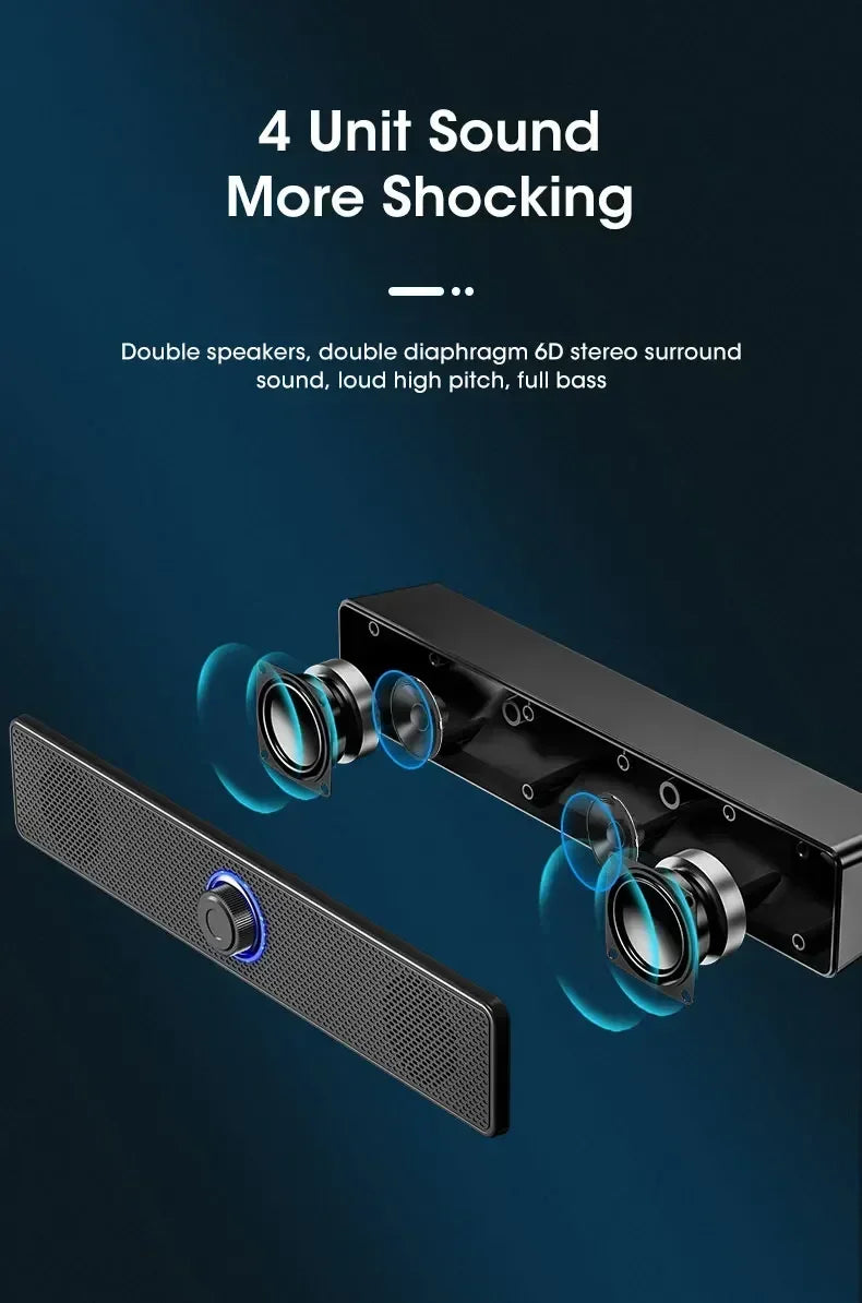 Bluetooth 4D Surround Speaker Home Theater Sound System Computer Soundbar TV Subwoofer Wired Stereo Strong Bass for Home Party