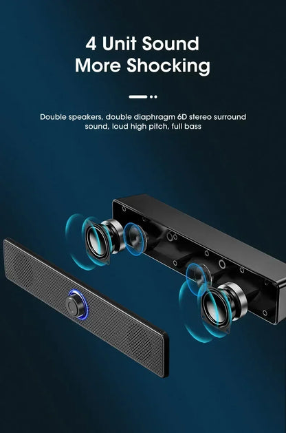 Bluetooth 4D Surround Speaker Home Theater Sound System Computer Soundbar TV Subwoofer Wired Stereo Strong Bass for Home Party