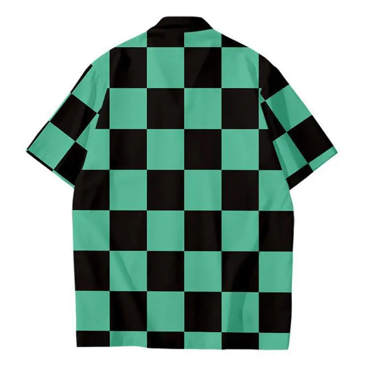 Demon Slayer Button Shirts for Man Women Short-sleeved Top Shirt Anime Tanjirou Zenitsu T-shirts in Summers Casual Lapel Shirts