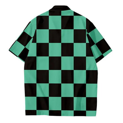 Demon Slayer Button Shirts for Man Women Short-sleeved Top Shirt Anime Tanjirou Zenitsu T-shirts in Summers Casual Lapel Shirts