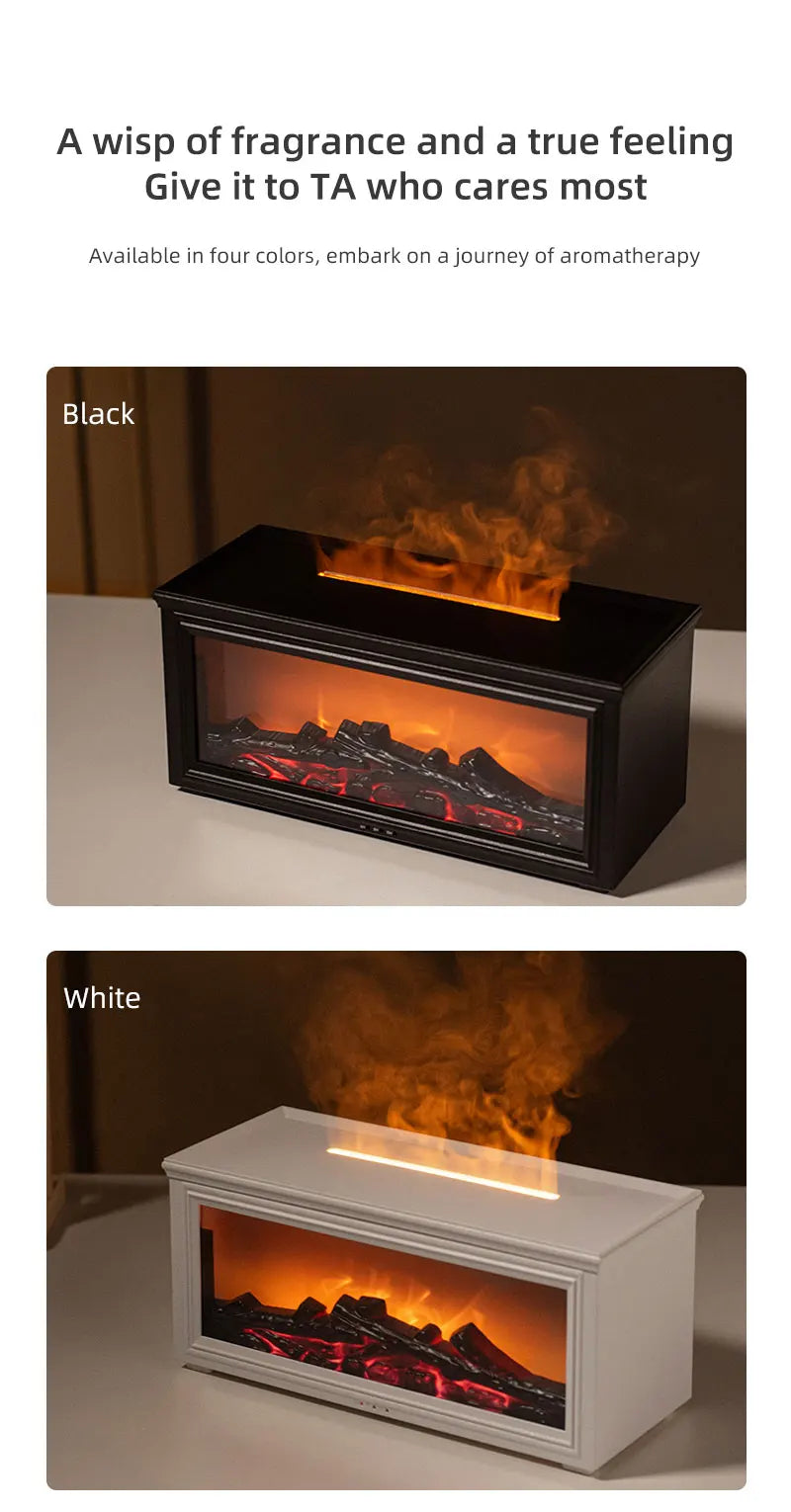 Simulated Fireplace Flames Aroma Diffuser Aromatherapy Essential Oils Ultrasonic Air Humidifier Sprayer Remote Controls