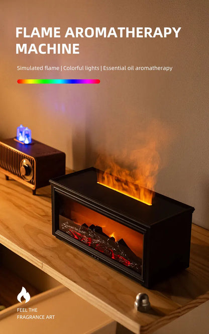 Simulated Fireplace Flames Aroma Diffuser Aromatherapy Essential Oils Ultrasonic Air Humidifier Sprayer Remote Controls