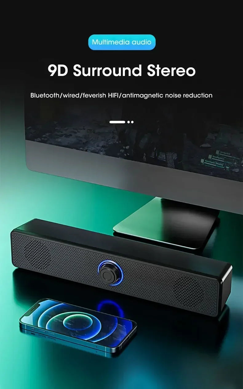 Bluetooth 4D Surround Speaker Home Theater Sound System Computer Soundbar TV Subwoofer Wired Stereo Strong Bass for Home Party