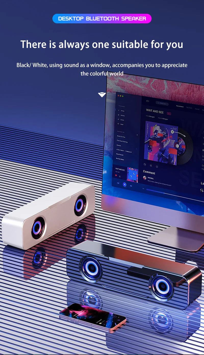 Desktop Computer Bluetooth Small Speaker Home Laptop Speaker Mini Subwoofer Wired Connection Outdoor Waterproof Loudspeaker