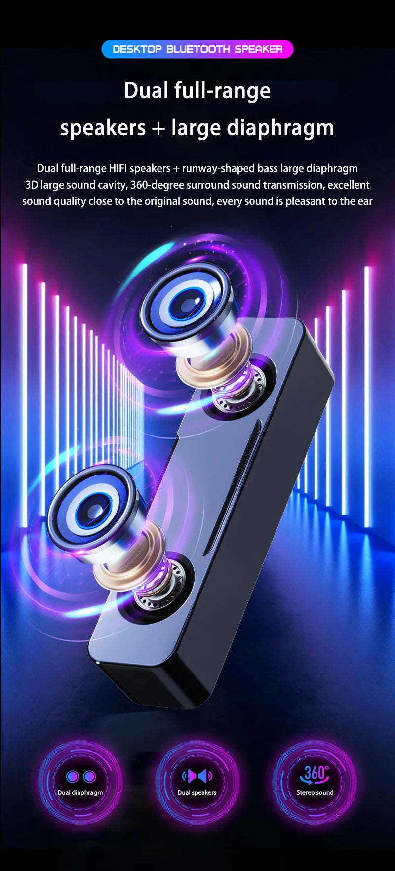 Desktop Computer Bluetooth Small Speaker Home Laptop Speaker Mini Subwoofer Wired Connection Outdoor Waterproof Loudspeaker