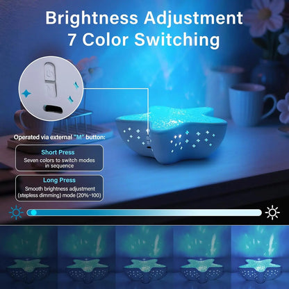 Starfish LED Table Lamp Aurora Projector Lamp Starry Sky Northern Light Bedside Lamps Bedroom Decoration Atmosphere Night Light